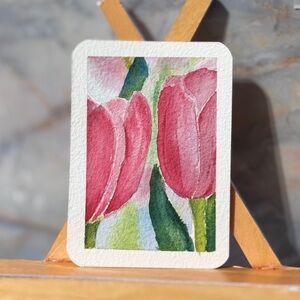 ACEO original watercolor “Bloom-sweet Purple Tulip”